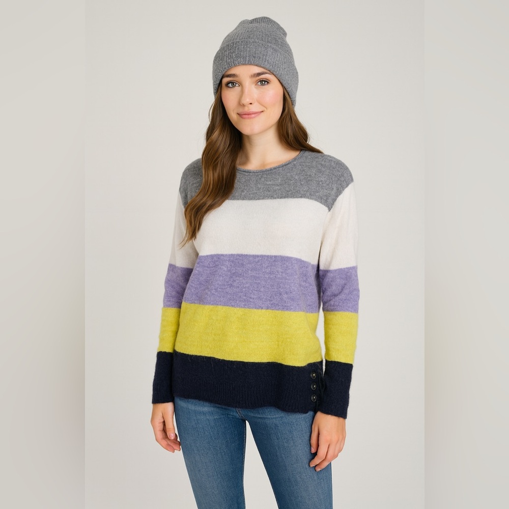 White Stuff Striped Crewneck Alpaca Wool Blend‎ Sweater Size 6